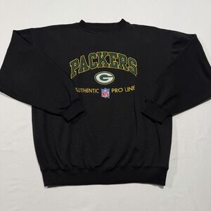 Vintage 90s Green Bay Packers Sweatshirt XL Black NFL Pro Line Logo